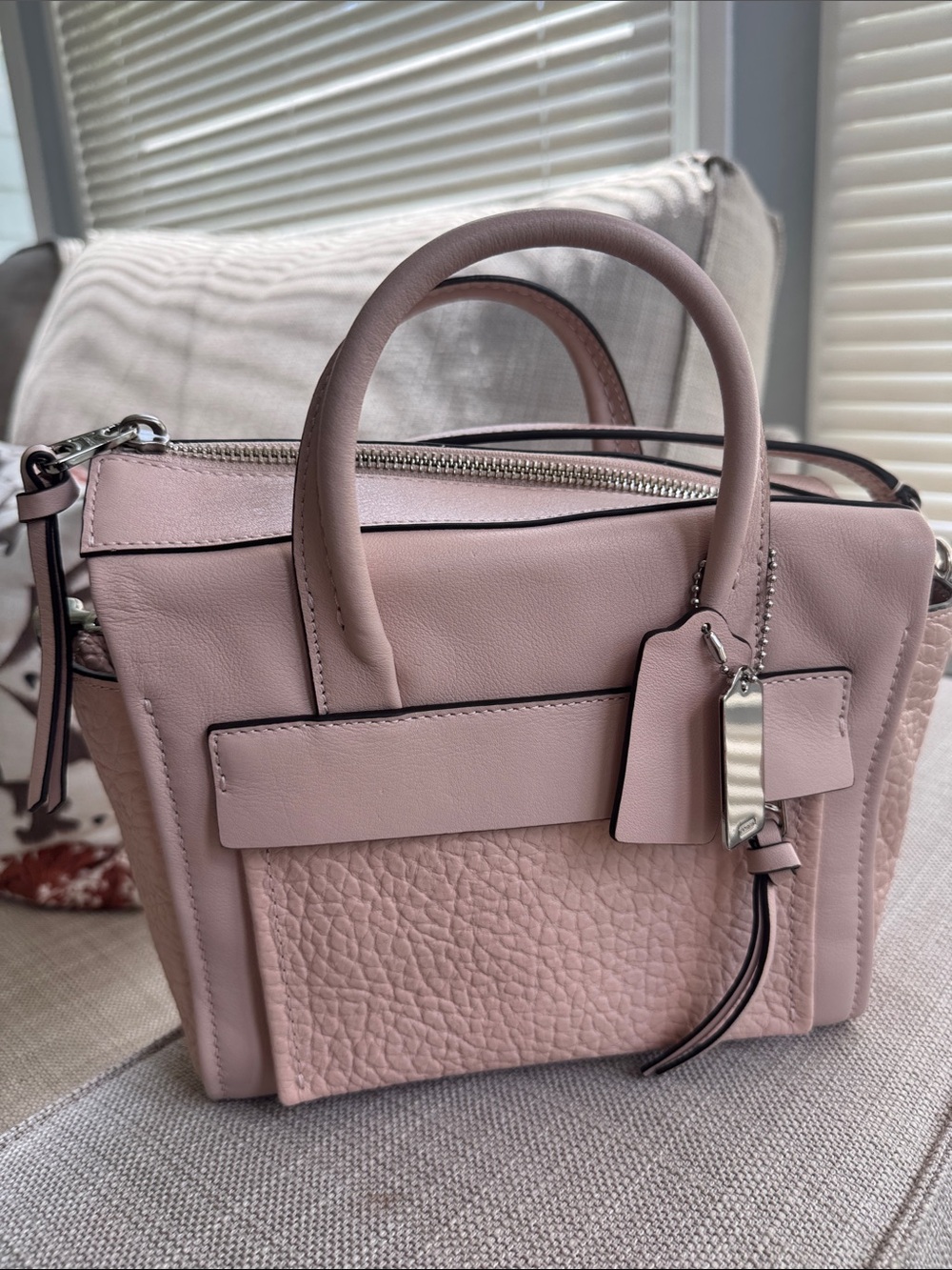 Coach Pebbled Leather Mini Satchel - Light Blush